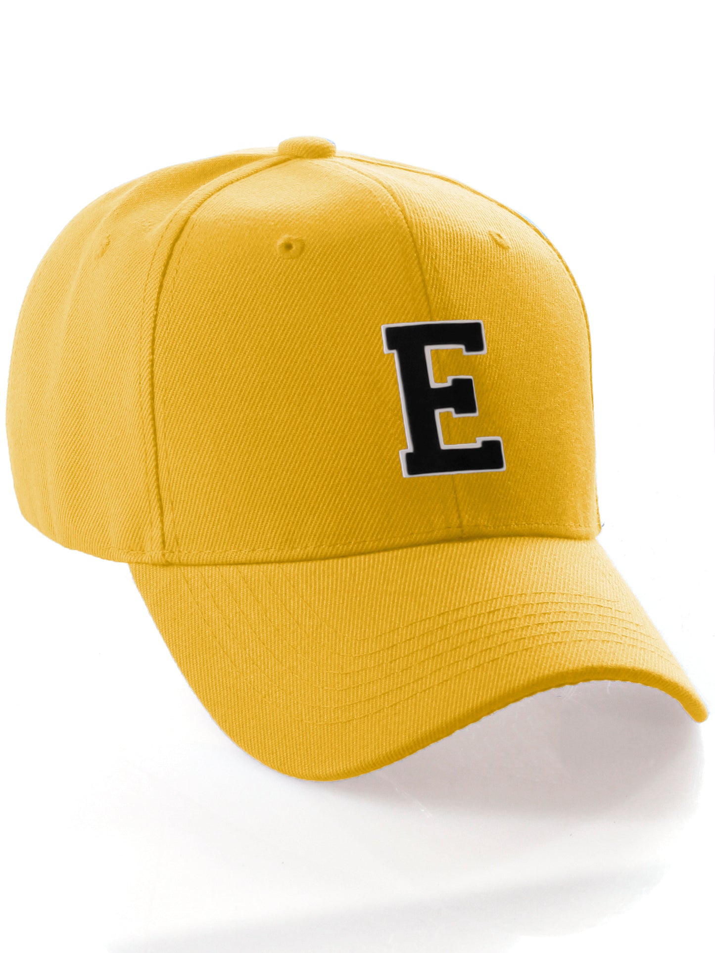 Classic Baseball Hat Custom A to Z Initial Team Letter, Yellow Cap White Black