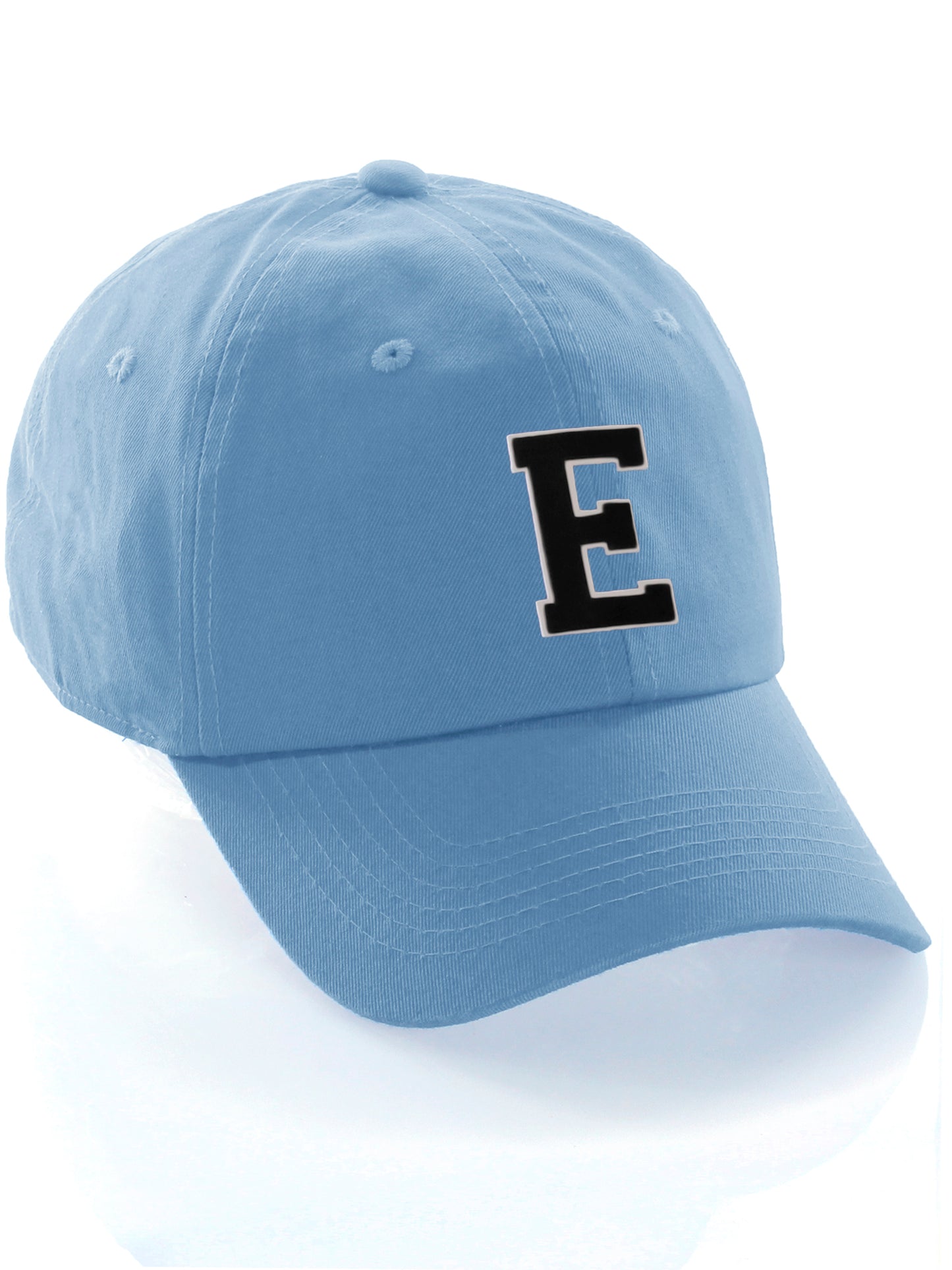 Customized Letter Initial Baseball Hat A to Z Team Colors, Sky Cap White Black
