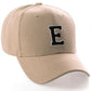 Classic Baseball Hat Custom A to Z Initial Team Letter, Khaki Cap White Black