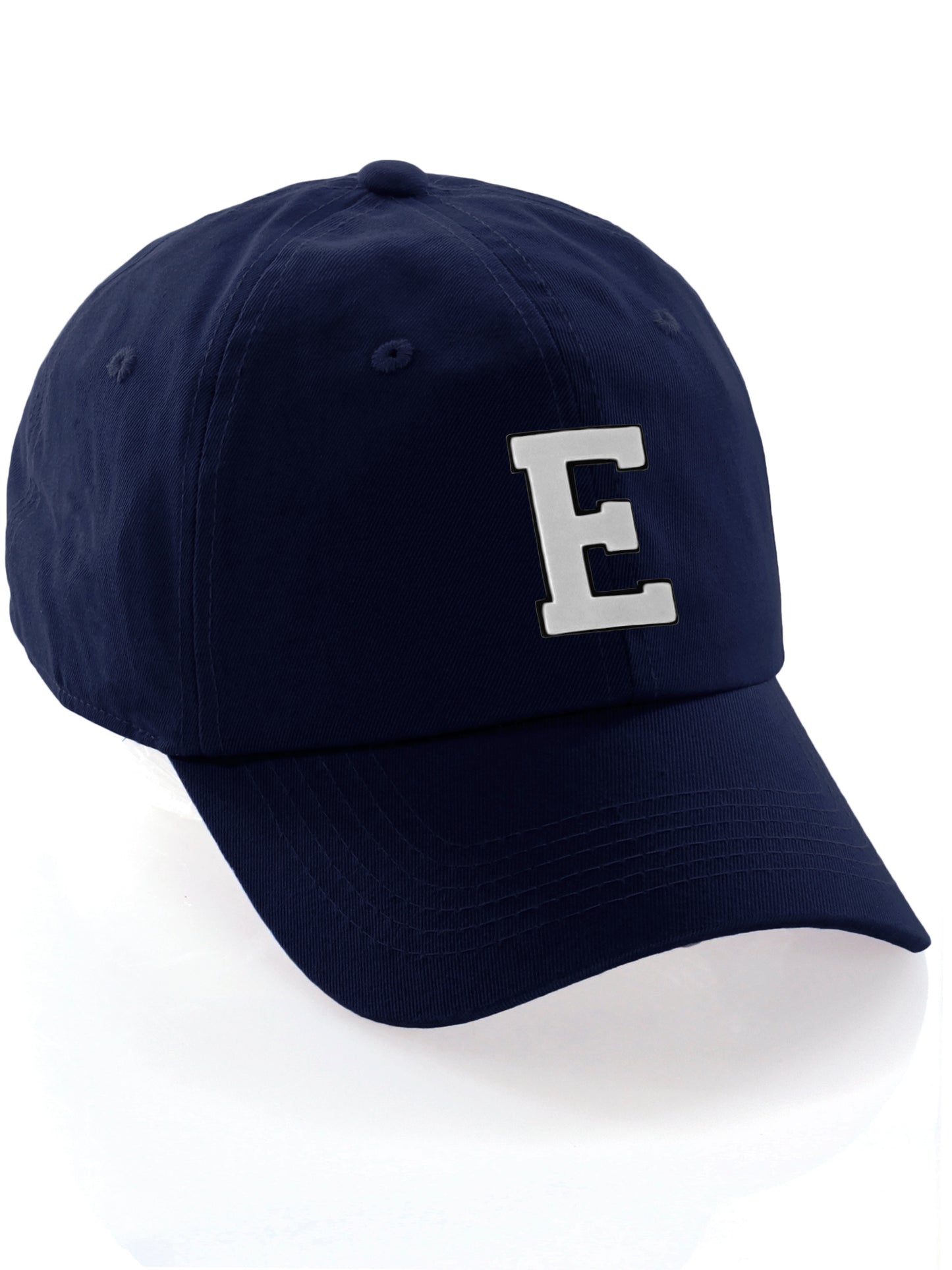 I&W Hatgear Customized Letter Initial Baseball Hat A to Z Team Colors, Navy Cap Black White