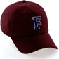 Custom Hat A to Z Initial Letters Classic Baseball Cap, Burgundy Hat White Navy