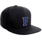 Classic Snapback Hat Custom A to Z Initial Raised Letters, Black Cap White Royal