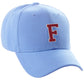 Classic Baseball Hat Custom A to Z Initial Team Letter, Sky Cap White Red