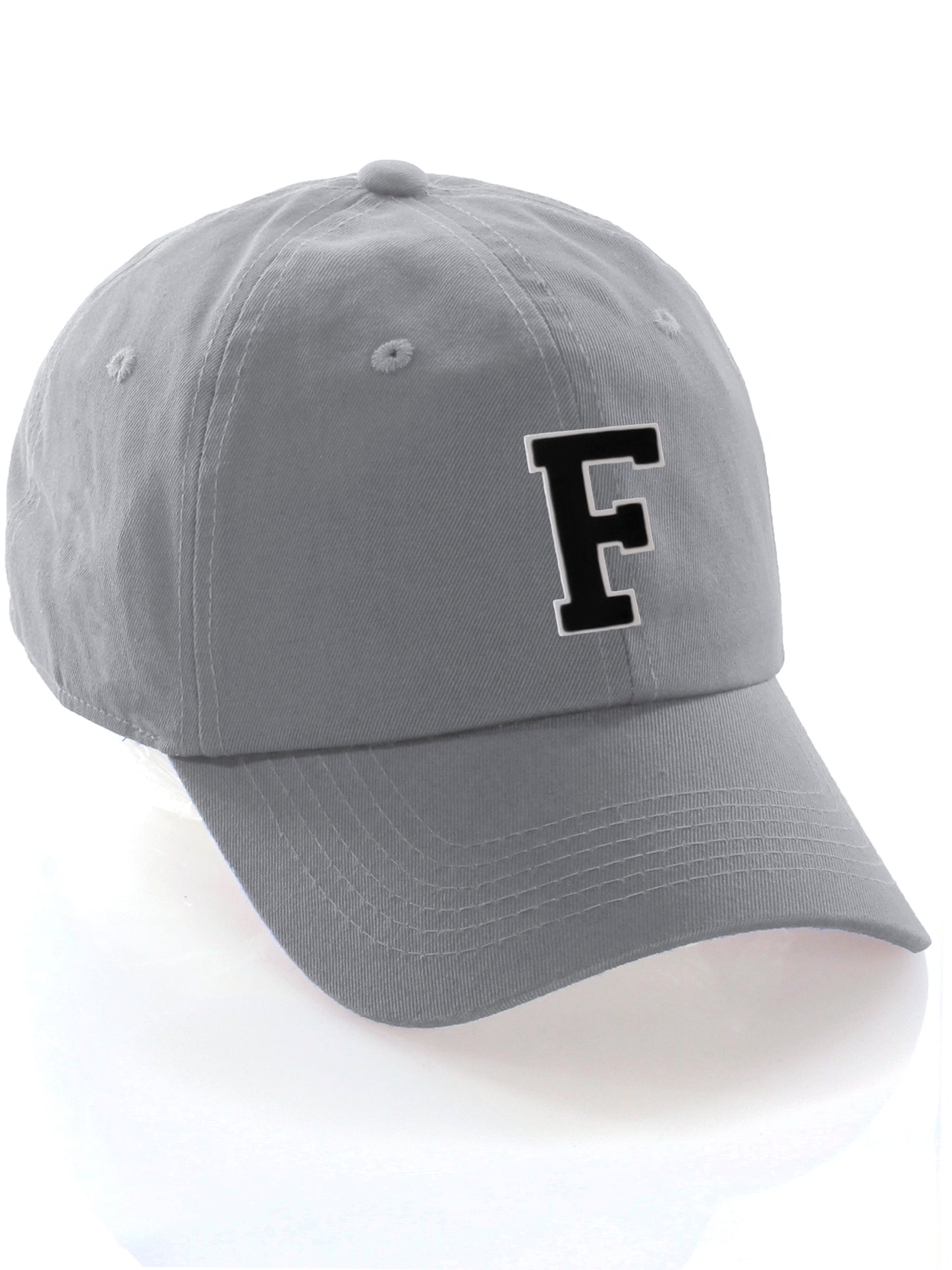Custom Hat A to Z Initial Letters Classic Baseball Cap, Light Grey White Black