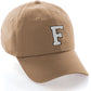 I&W Hatgear Customized Letter Initial Baseball Hat A to Z Team Colors, Khaki Cap Black White