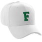 Classic Baseball Hat Custom A to Z Initial Team Letter, White Cap Black Green
