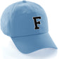 Customized Letter Initial Baseball Hat A to Z Team Colors, Sky Cap White Black