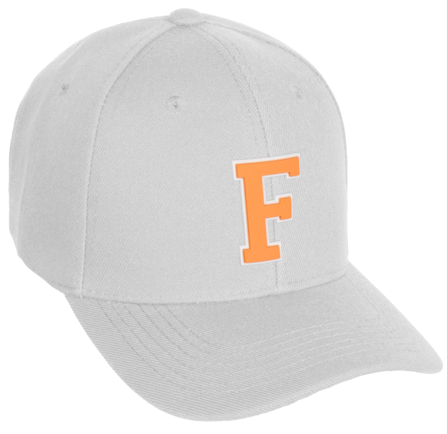 Daxton Classic Structured Baseball Hat Custom A to Z Initial White Neon Orange Letter