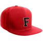 Classic Snapback Hat Custom A to Z Initial Letter Flat Bill, Red Cap White Black
