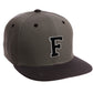 Classic Snapback Hat Custom A to Z Initial Letters, Charcoal Black Cap Wht Blk