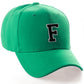 Classic Baseball Hat Custom A to Z Initial Team Letter, Green Cap White Black
