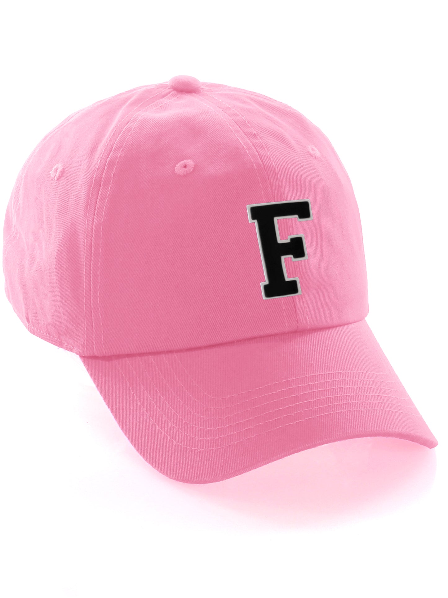 I&W Hatgear Customized Letter Initial Baseball Hat A to Z Team Colors, Pink Cap White Black