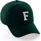 Custom Hat A to Z Initial Letters Classic Baseball Cap, Dk Green Hat Black White