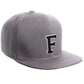 Classic Snapback Hat Custom A to Z Initial Letters, Light Grey Cap White Black