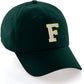 Custom Hat A to Z Initial Letters Classic Baseball Cap, Dk Green Hat Gold White