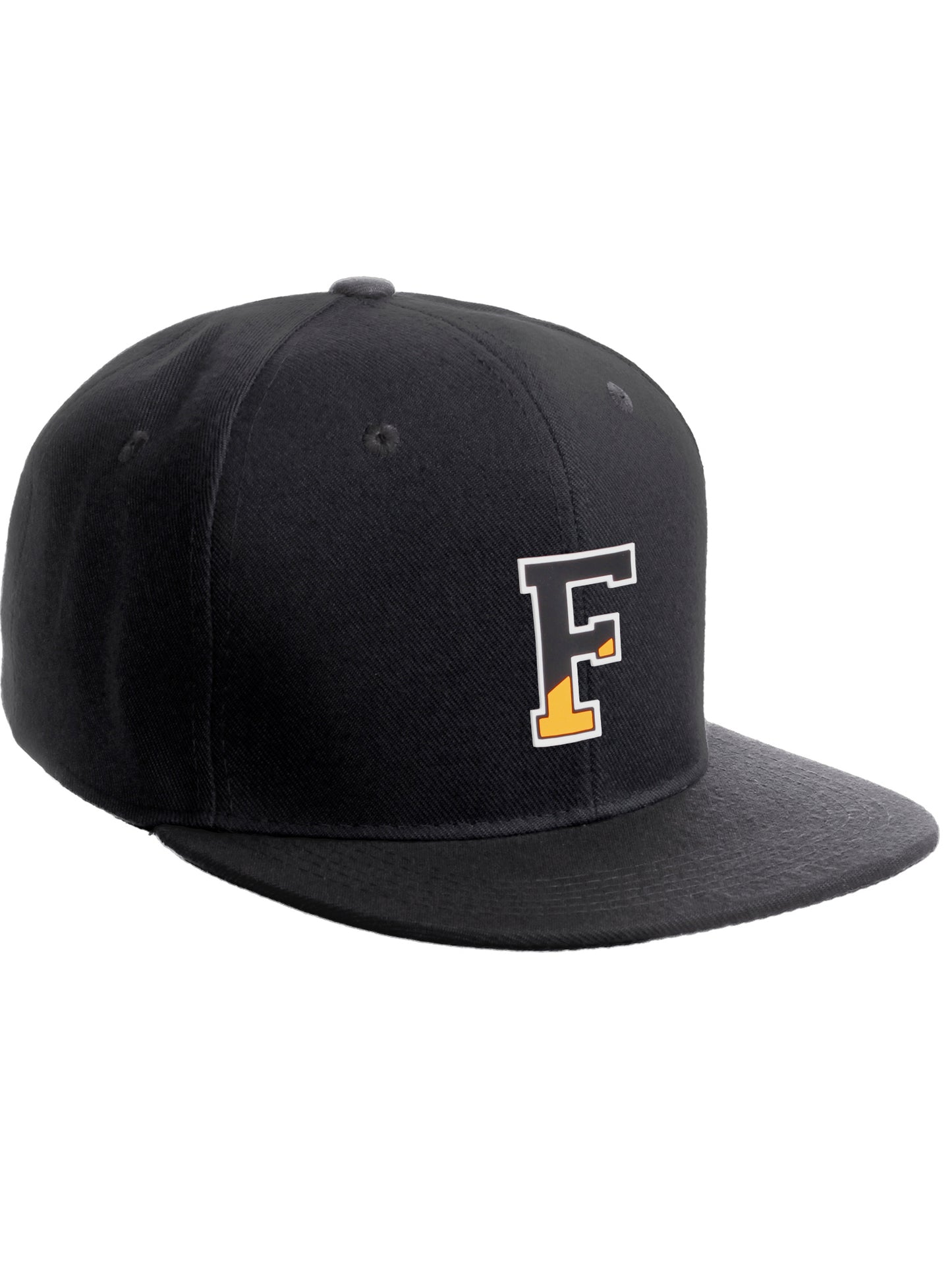 Daxton Classic Snapback Initial Numbers Letters Flat Bill Visor Black Cap
