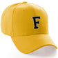 Classic Baseball Hat Custom A to Z Initial Team Letter, Yellow Cap White Black