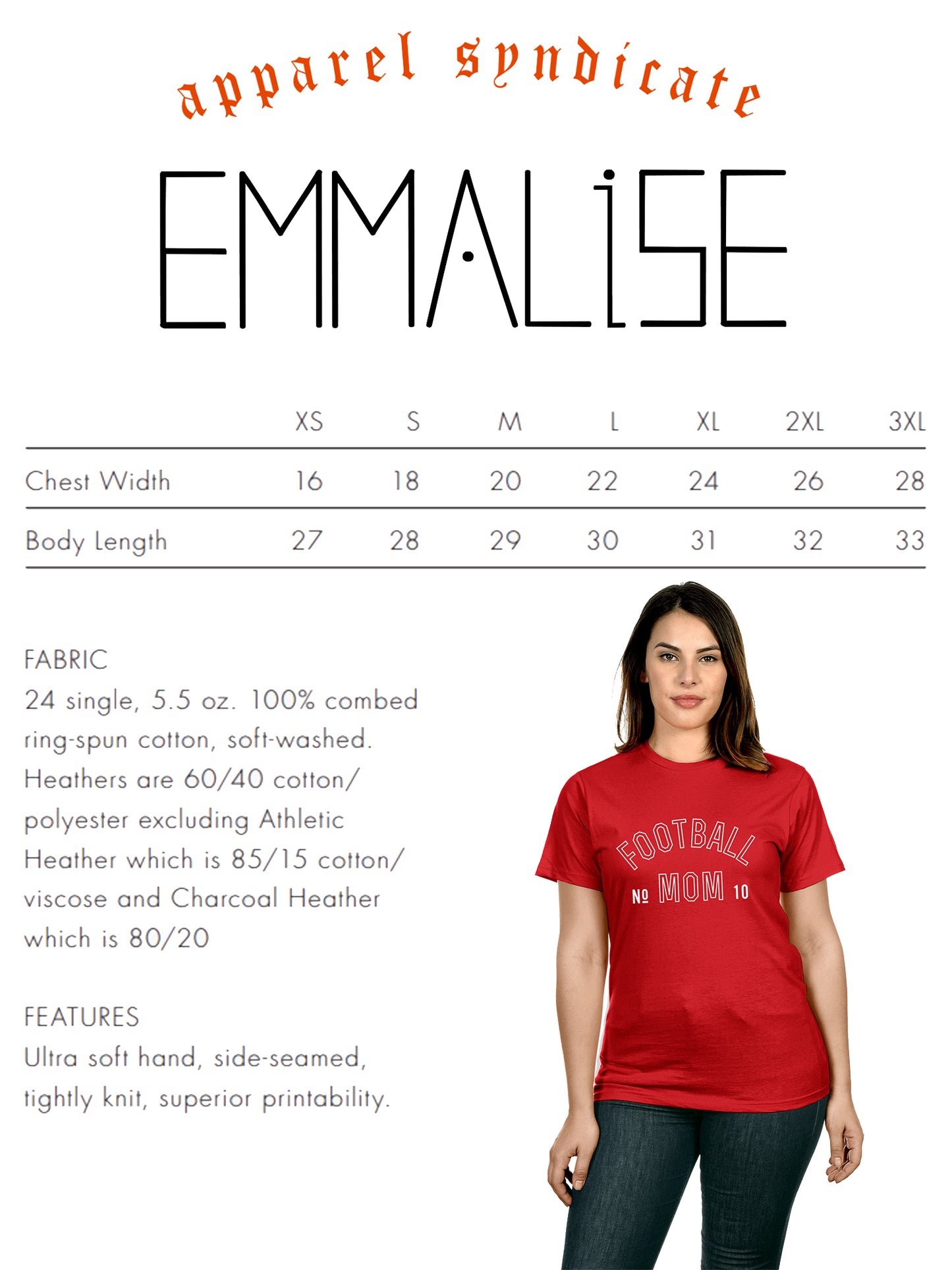 Emmalise Women's Football Mom Custom Number Round Neck Short Sleeve and Pullover Hoodie Fleece Sweatshirt