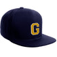 Classic Snapback Hat Custom A to Z Initial Letters, Navy Cap White Gold