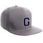 Classic Snapback Hat Custom A to Z Initial Letters, Light Grey Cap White Navy