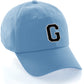 Customized Letter Initial Baseball Hat A to Z Team Colors, Sky Cap White Black