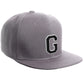 Classic Snapback Hat Custom A to Z Initial Letters, Light Grey Cap White Black
