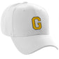 Classic Baseball Hat Custom A to Z Initial Team Letter, White Cap Black Gold