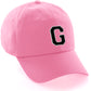 I&W Hatgear Customized Letter Initial Baseball Hat A to Z Team Colors, Pink Cap White Black