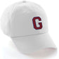 I&W Hatgear Customized Letter Initial Baseball Hat A to Z Team Colors, White Cap Blue Red