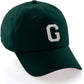 Custom Hat A to Z Initial Letters Classic Baseball Cap, Dk Green Hat Black White