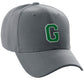 Classic Baseball Hat Custom A to Z Initial Team Letter, Charcoal Cap White Green