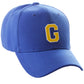 Classic Baseball Hat Custom A to Z Initial Team Letter, Blue Cap White Gold
