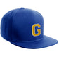 Classic Snapback Hat Custom A to Z Initial Raised Letter, Royal Cap White Gold