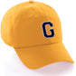 I&W Hatgear Customized Letter Initial Baseball Hat A to Z Team Colors, Gold Cap White Navy