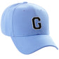 Classic Baseball Hat Custom A to Z Initial Team Letter, Sky Cap White Black