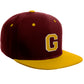 Classic Snapback Hat Custom A to Z Initial Letters, Burgundy Gold Cap White Gold