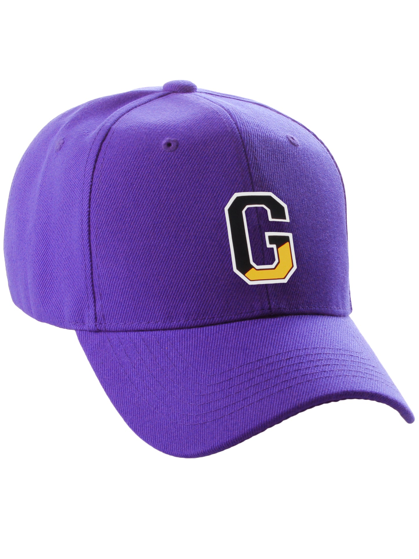 Daxton Two Tone Initial Numbers Letters Structured Baseball Purple Hat