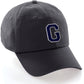 Custom Hat A to Z Initial Letters Classic Baseball Cap, Charcoal Hat White Navy