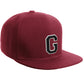 Classic Snapback Hat Custom A to Z Initial Letters, Burgundy Cap White Black