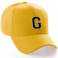 Classic Baseball Hat Custom A to Z Initial Team Letter, Yellow Cap White Black