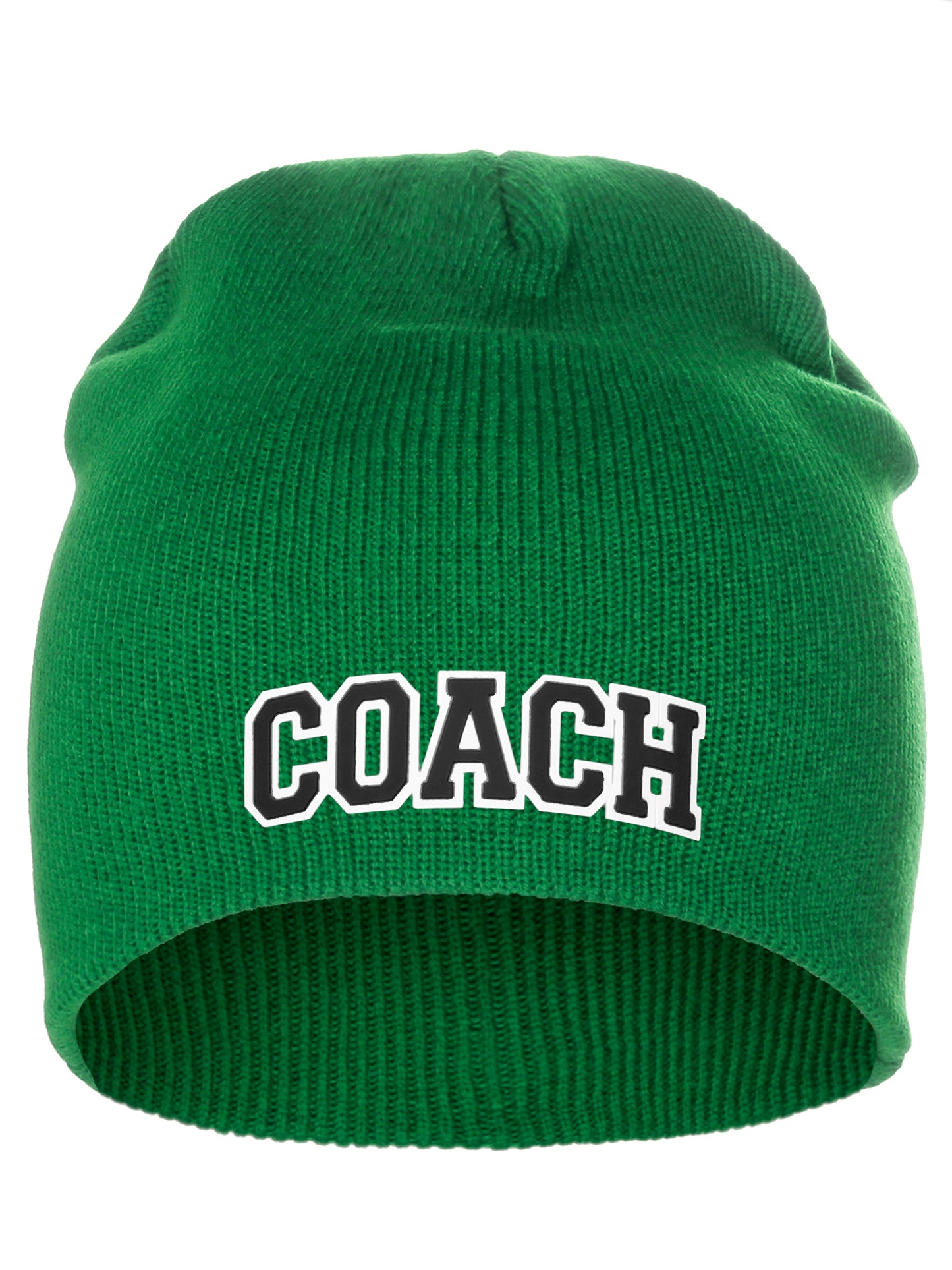 Coach Arch Letters Winter Knit Cuffless Beanie 3D Raised Layers