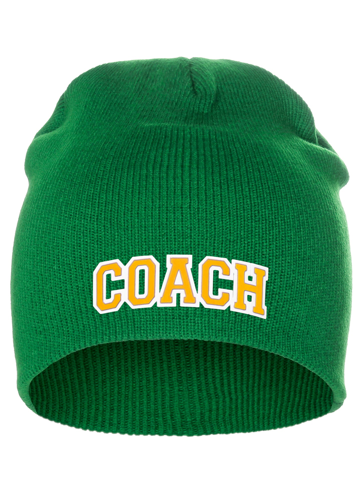 Coach Arch Letters Winter Knit Cuffless Beanie 3D Raised Layers