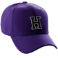Classic Baseball Hat Custom A to Z Initial Team Letter, Purple Cap White Black