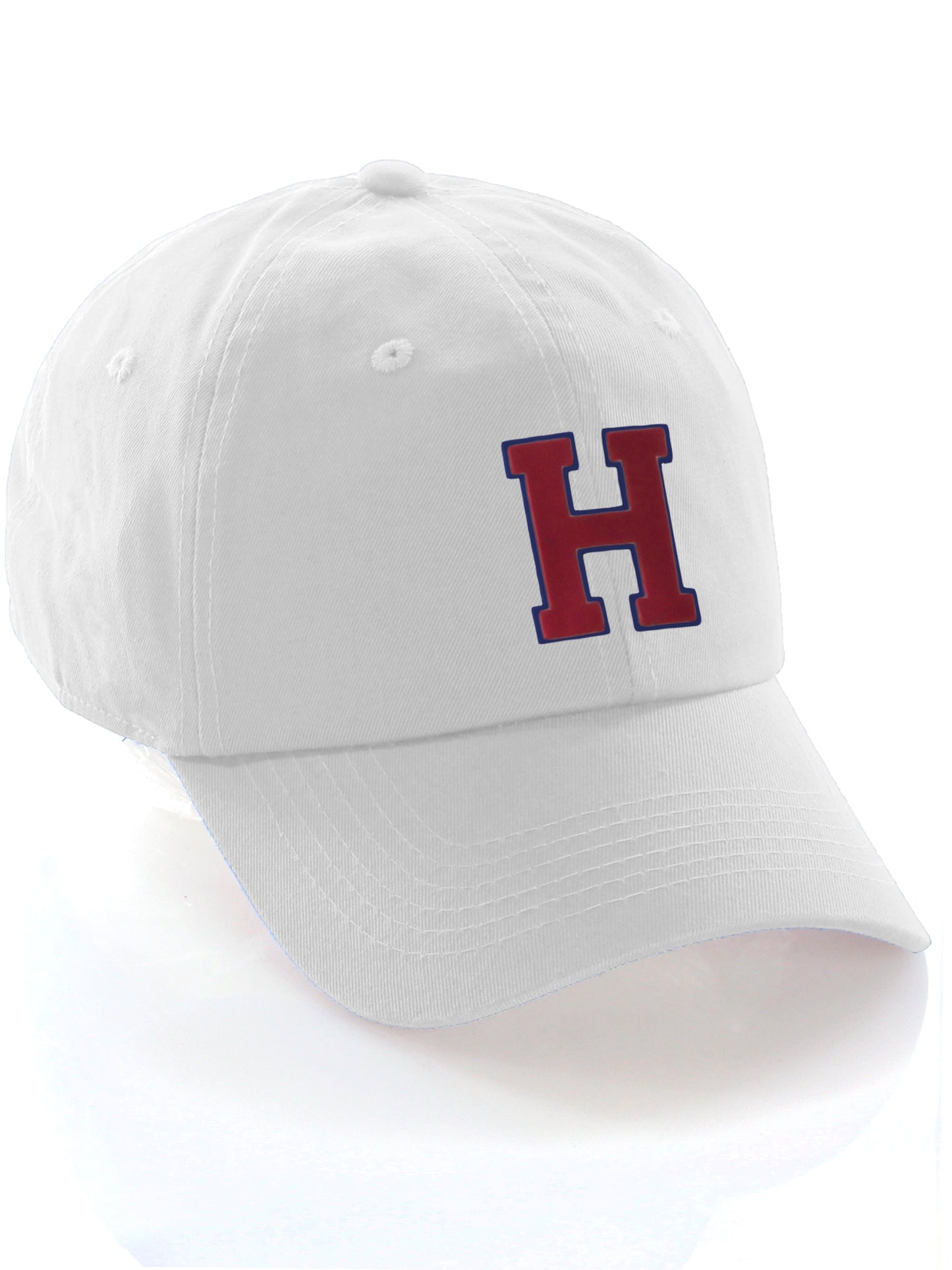 I&W Hatgear Customized Letter Initial Baseball Hat A to Z Team Colors, White Cap Blue Red