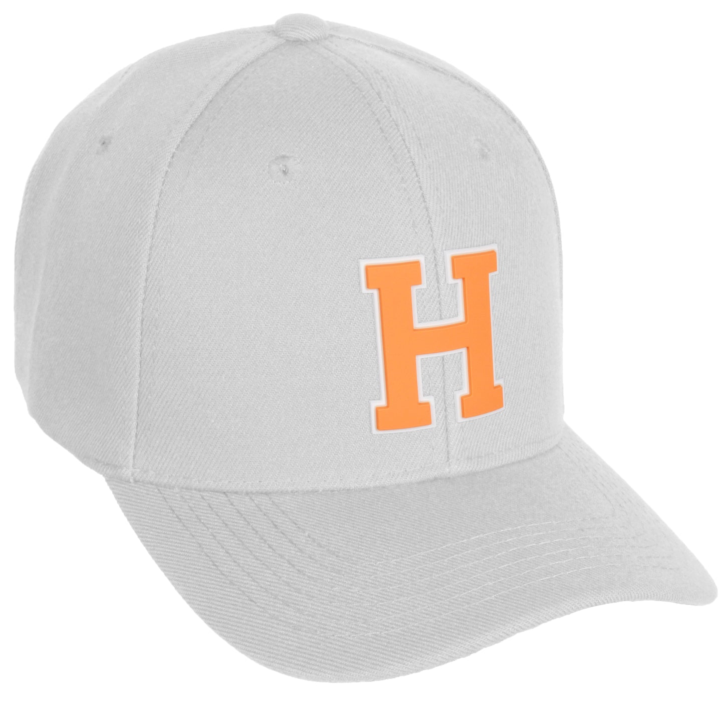 Daxton Classic Structured Baseball Hat Custom A to Z Initial White Neon Orange Letter