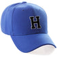 Classic Baseball Hat Custom A to Z Initial Team Letter, Blue Cap White Black