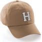 I&W Hatgear Customized Letter Initial Baseball Hat A to Z Team Colors, Khaki Cap Black White