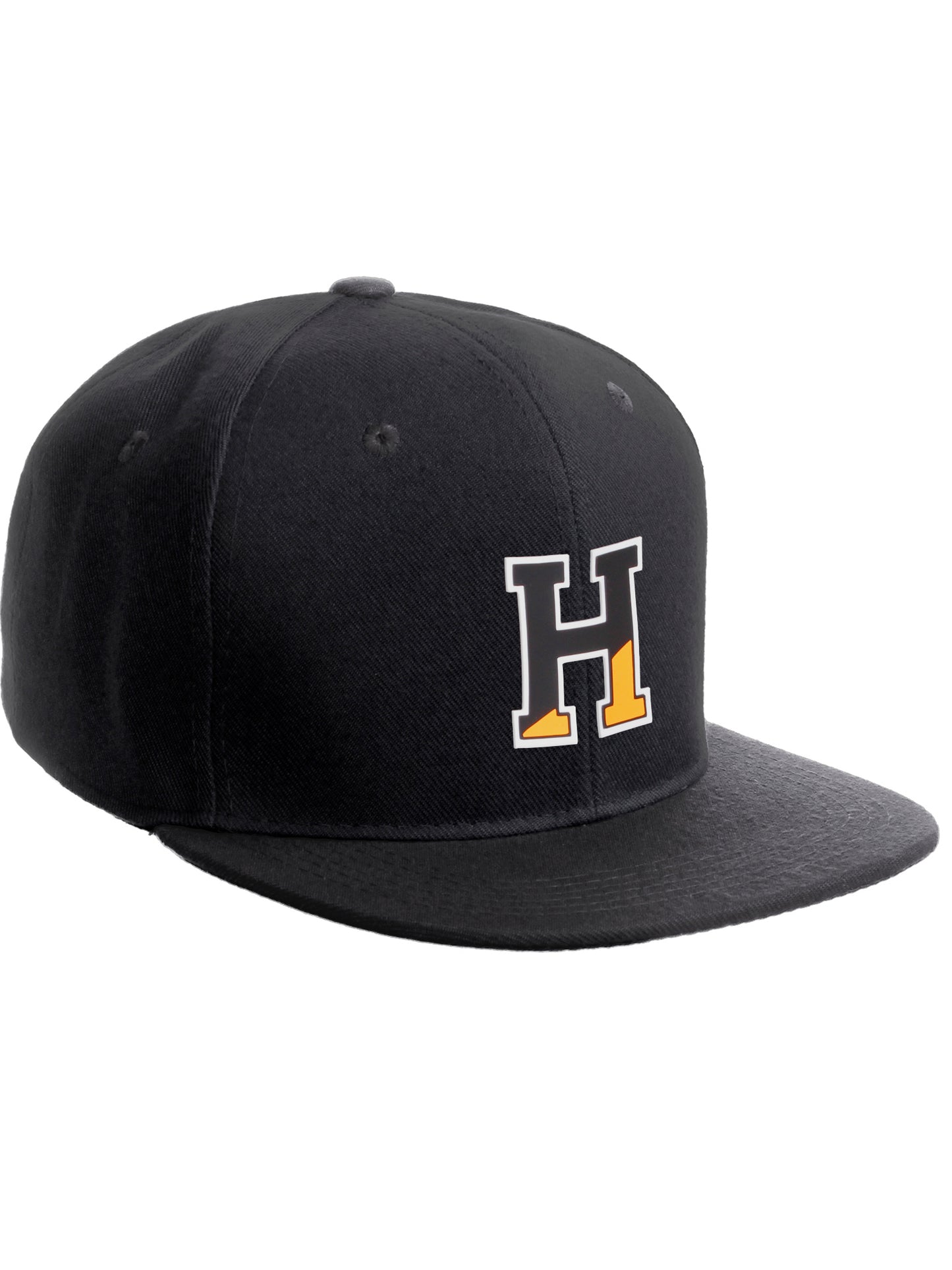 Daxton Classic Snapback Initial Numbers Letters Flat Bill Visor Black Cap