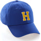 I&W Hatgear Customized Letter Initial Baseball Hat A to Z Team Colors, Blue Cap White Gold