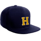 Classic Snapback Hat Custom A to Z Initial Letters, Navy Cap White Gold